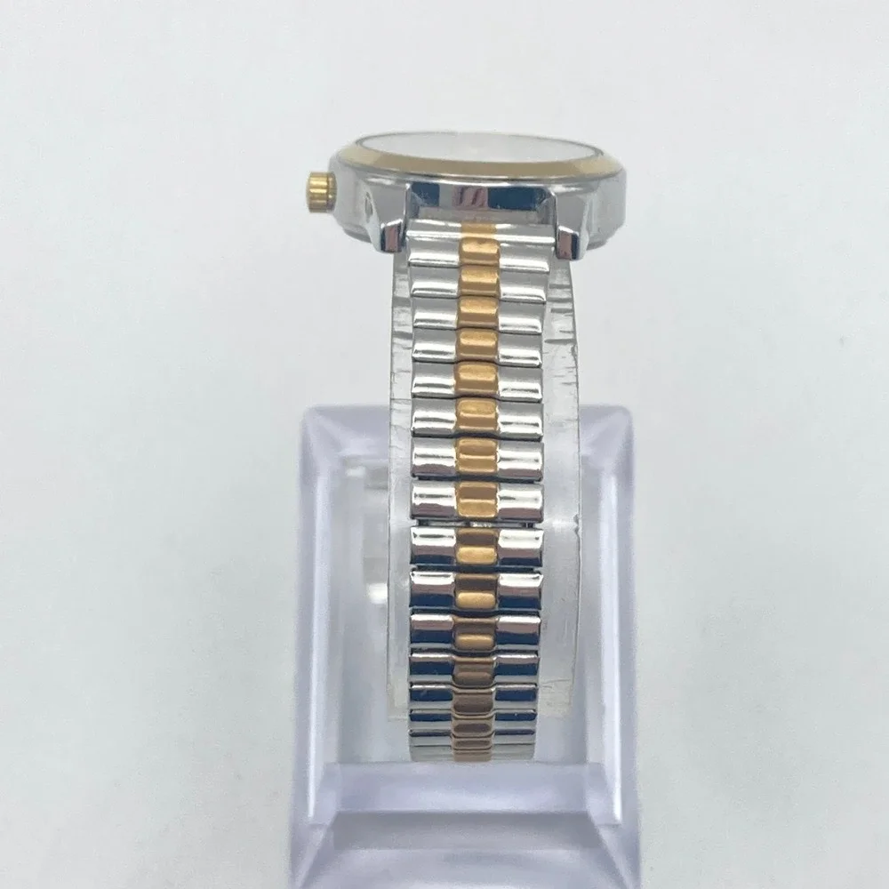 Timex Women's Watch 25mm Silver Gold Two Tone MOP Indiglo Stretch New Battery